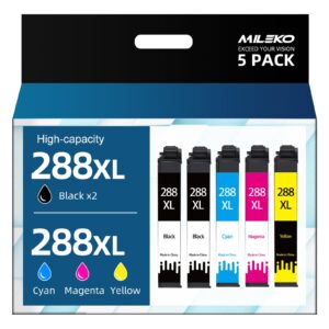 288xl ink cartridges with latest chip remanufactured for epson 288 ink cartridges combo pack 288 xl t288 for epson xp-440 xp-446 xp-430 xp-340 xp-330 xp-434 printer (2 black,1 cyan,1 magenta,1 yellow)