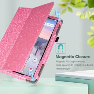 JKhandy Case for Onn. 10.1'' Tablet Gen 3 (2022 Model:100071485) - Folio PU Leather Stand Cover with Pencil Holder, Glitter Pink-1