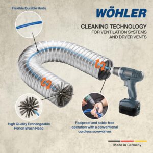 Wohler Rotary Brush M10-10' | Air Duct & Dryer Vent Cleaning Tool | Drill Powered | Easy Operation | for Residential & Commercial Use | Incl. Brush Head