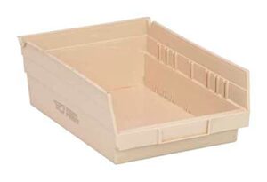 mdmprint shelf storage bin, ivory, polypropylene, 11 5/8 in l x 8 3/8 in w x 4 in h, 50 lb load capacity