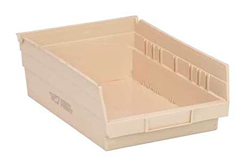 MDMprint Shelf Storage Bin, Ivory, Polypropylene, 11 5/8 in L x 8 3/8 in W x 4 in H, 50 lb Load Capacity