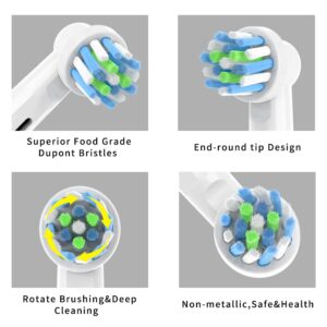 YMPBO Replacement Heads for Oral B Braun Toothbrush EB50 Cross Action [Safe Non-Metallic], 8 PCS Heads and Universal Stand Holder, Extra Soft Bristles for Gum Care and Plaque Removal