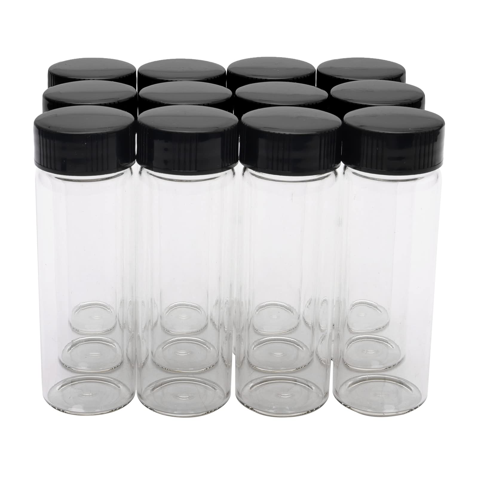 JIUWU Clear Glass Vials 30ml Empty Lab Vials Bottles Liquid Sampling Sample Glass Bottles Screwcap Pack of 12