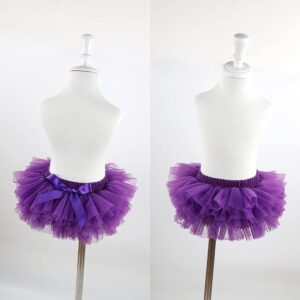 HOOLCHEAN Baby Infant Girls Fluffy Soft Tutu Skirt (Skort) and Headband Suit (Purple, 6-12 Months)