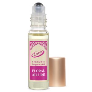 zoha perfumes for women and men - floral allure perfume oil roll on and alcohol free fragrance oil spray