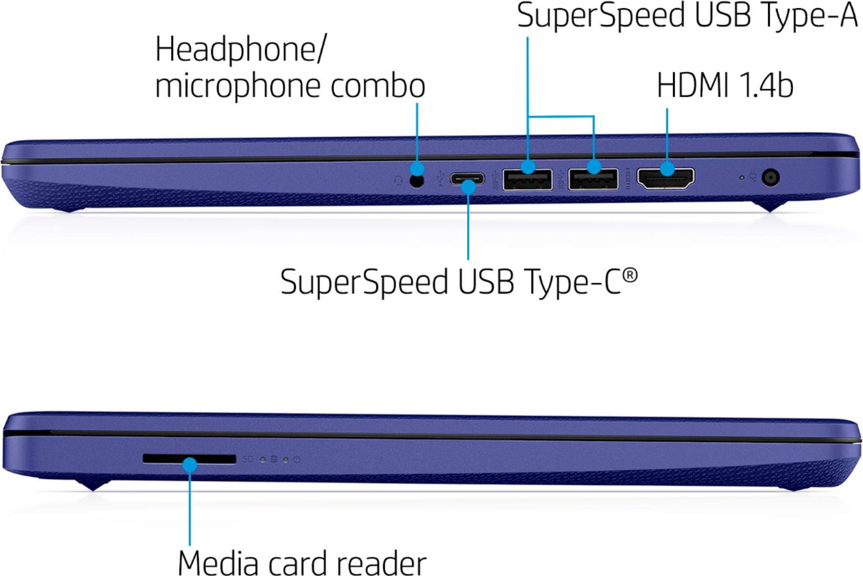HP Premium 14-inch HD Thin and Light Laptop, Intel Dual-Core Processor, 8GB RAM, 64GB Storage, Long Battery Life, Webcam, Bluetooth, HDMI, Wi-Fi, Indigo Blue, Windows 11 + 1 Year Microsoft 365