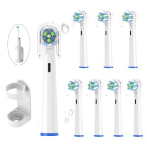 ympbo replacement heads for oral b braun toothbrush eb50 cross action [safe non-metallic], 8 pcs heads and universal stand holder, extra soft bristles for gum care and plaque removal