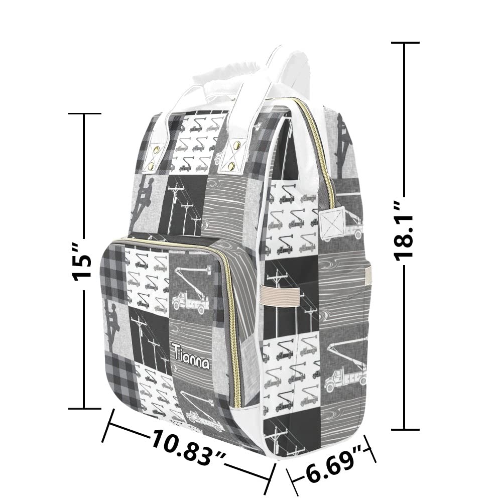 Lineman Patchwork Diaper Bags with Name Waterproof Mummy Backpack Nappy Nursing Baby Bags Gifts Tote Bag for Women