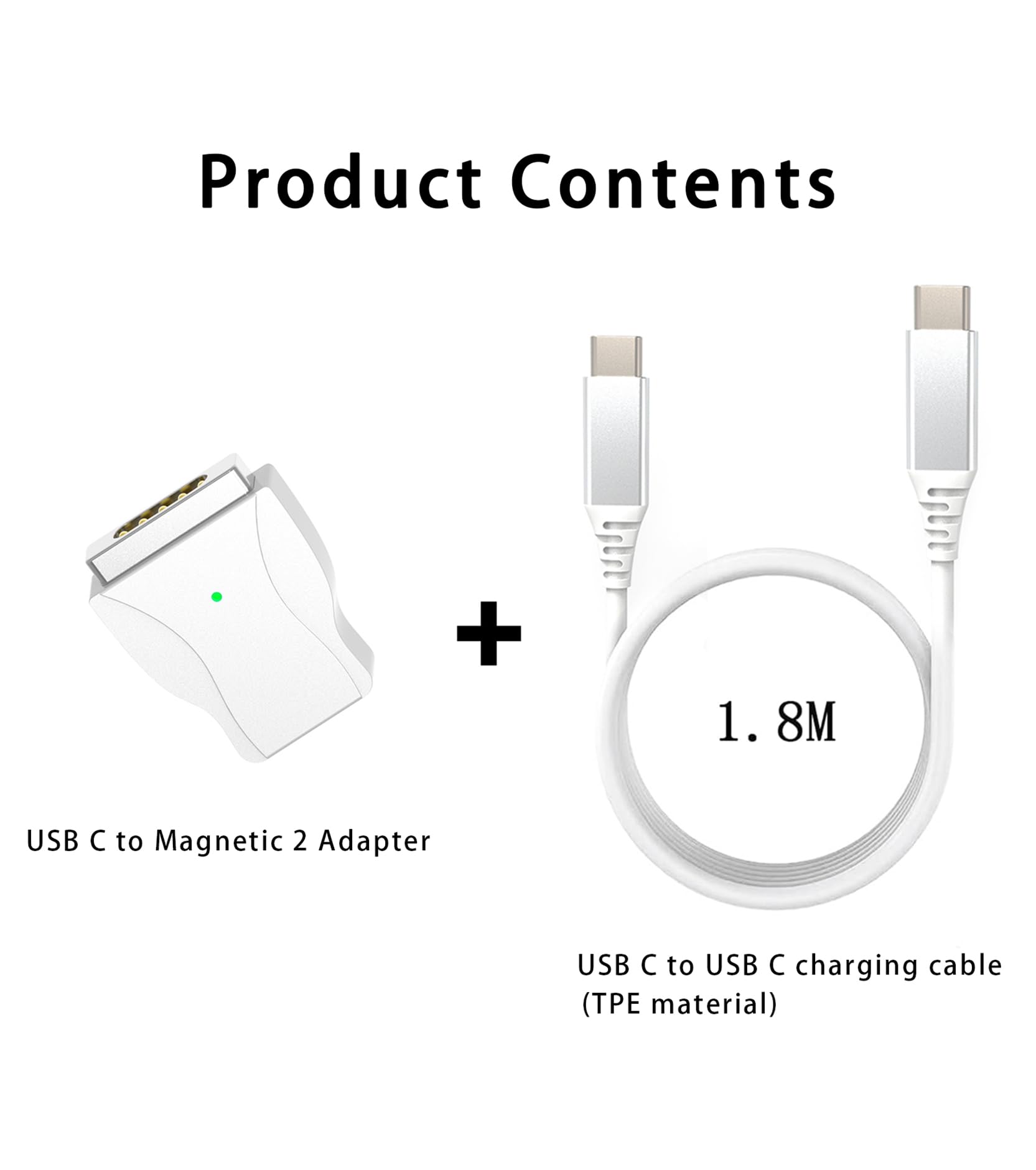 Aioum USB C to Magnetic 2 Generation T (T-TIP) 45W 60W 85W for MacBook Air Pro 2012-2017 with Line 1.8m