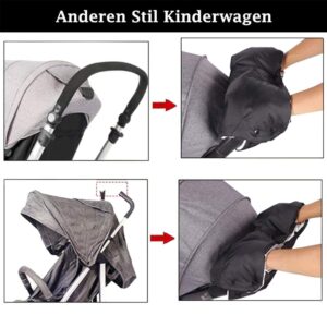 Stroller Gloves for Winter Waterproof, Extra Thick Fleece Stroller Hand Muff, Anti-Freeze Pram Accessories Baby Stroller Hand Gloves Hand Warmer (Black)