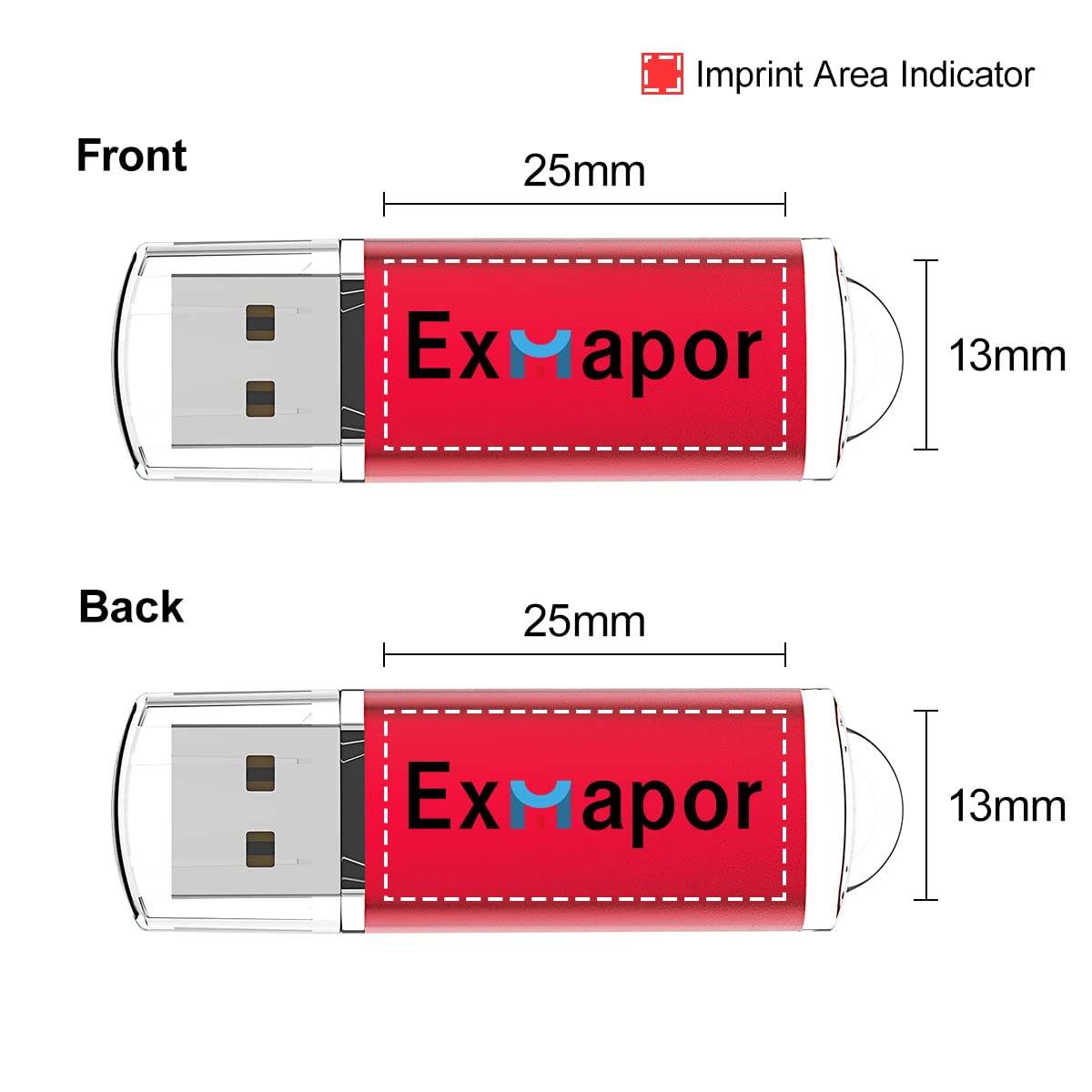 USB Flash Drives Customized 4GB USB Drive Rectangle Printed Logo/Name Memory Storage Thumb Drive Zip Drive for Computer Laptop MacBook 100PCS