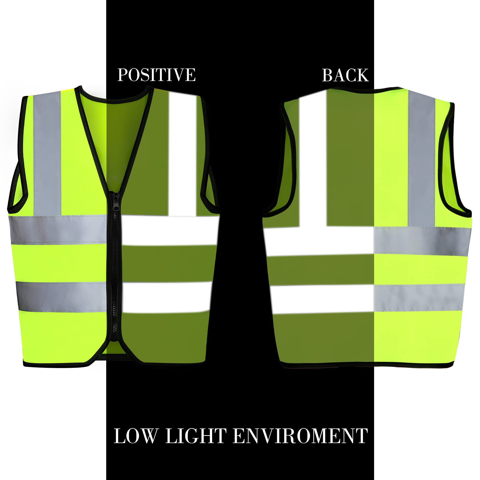 Unittype 4 Pieces Kids Safety Vest Construction Reflective Traffic Vest for Running Kindergarten Preschool Children(Fluorescent Green)