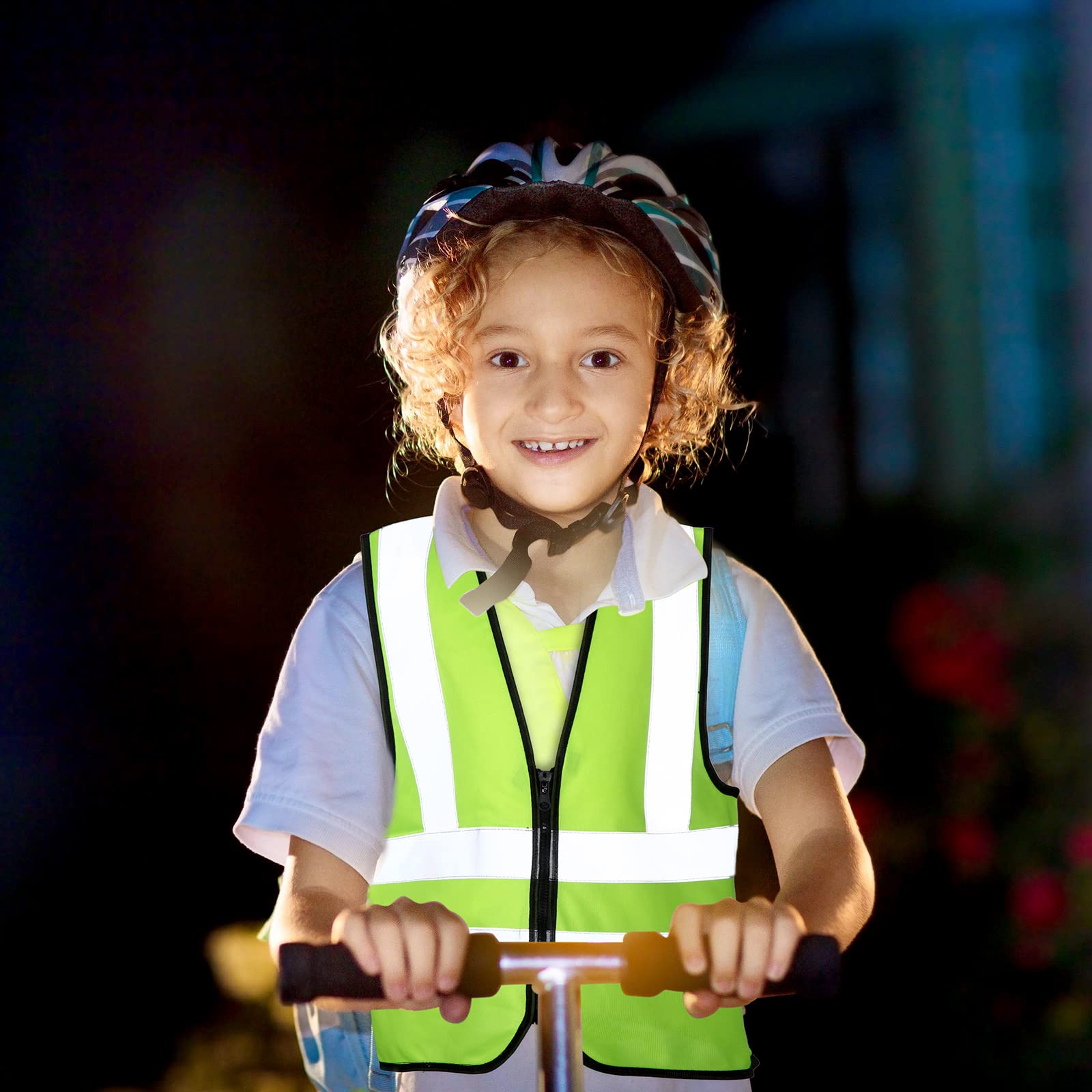 Unittype 4 Pieces Kids Safety Vest Construction Reflective Traffic Vest for Running Kindergarten Preschool Children(Fluorescent Green)