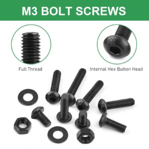 FOLIV 700PCS M3 x 5/6/8/10/12/14/16/18/20/25/30mm Button Hex Head Cap Screws M3 Metric Machine Screws Bolts Nuts Washer Assortment Kit, 10.9 Grade Alloy Steel