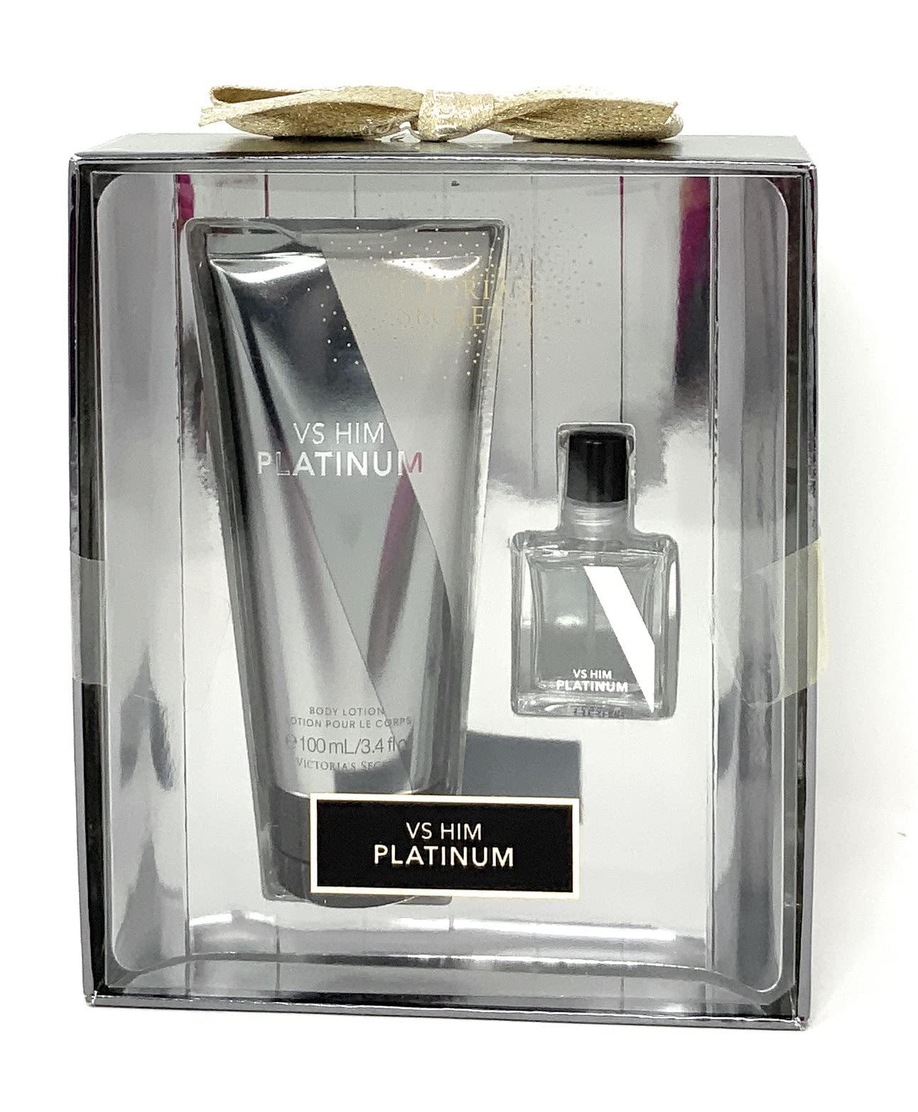 Victoria's Secret Eau de Parfum .25 oz. & Fragrance Lotion 3.4 oz Mini Perfume Gift Set, Very Sexy Platinum for Him