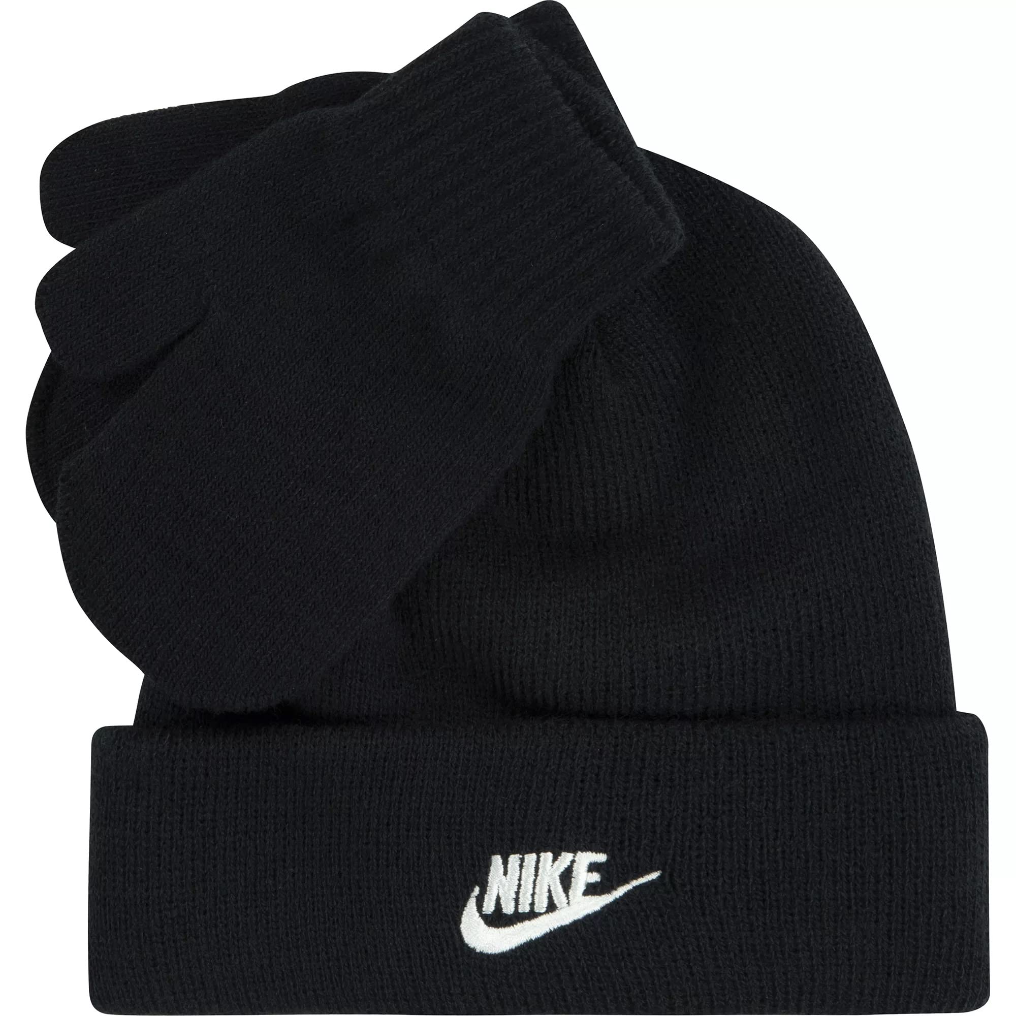 Nike Baby Boys Beanie and Mittens 2 Piece Set (B(6A2961-023)/W, 12-24 Months)