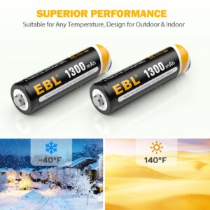 EBL AA Rechargeable Batteries for Solar Lights, 1300mAh NIMH Pre-Charged Double A Battery 1.2V Long Lasting Performance for Outdoor Garden Landscaping String Lights, Pack of 12