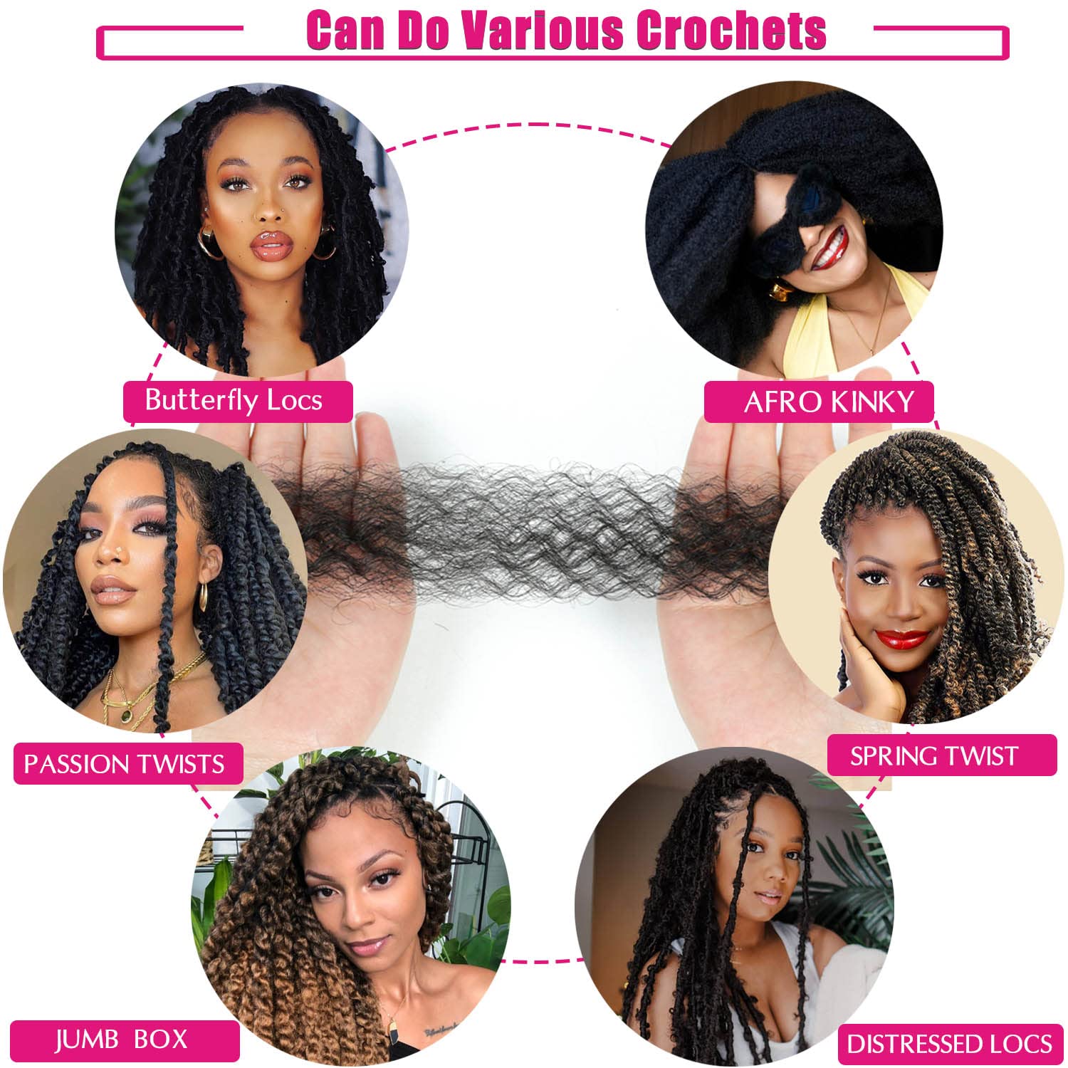 Afro Twist Hair 24 Inch 3 Packs, Springy Afro Twist Hair Pre Fluffed Spring Twist Hair Pre Stretched Wrapping Hair for Soft Locs Hair Extensions (24 Inch (Pack of 3), 1B#)