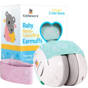 kiddieware green baby noise cancelling headphones for baby 0-24 months - soundproof baby ear muffs for baby ear protection helps sleep