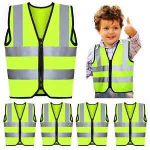 unittype 4 pieces kids safety vest construction reflective traffic vest for running kindergarten preschool children(fluorescent green)