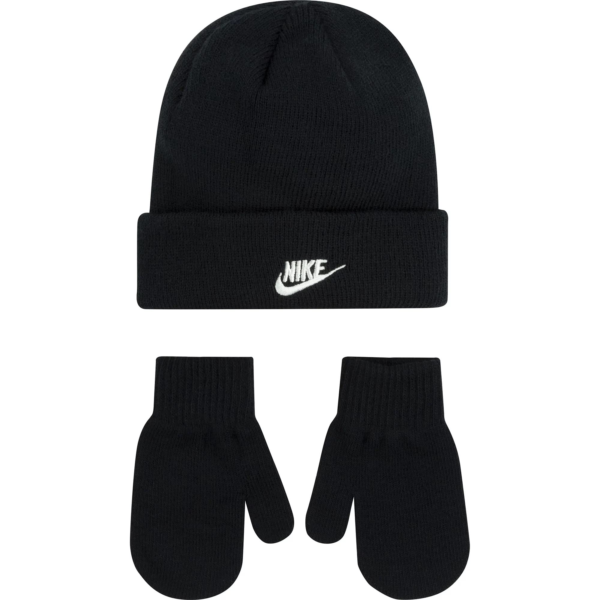 Nike Baby Boys Beanie and Mittens 2 Piece Set (B(6A2961-023)/W, 12-24 Months)