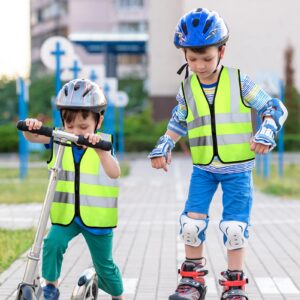 Unittype 4 Pieces Kids Safety Vest Construction Reflective Traffic Vest for Running Kindergarten Preschool Children(Fluorescent Green)