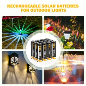 EBL AA Rechargeable Batteries for Solar Lights, 1300mAh NIMH Pre-Charged Double A Battery 1.2V Long Lasting Performance for Outdoor Garden Landscaping String Lights, Pack of 12