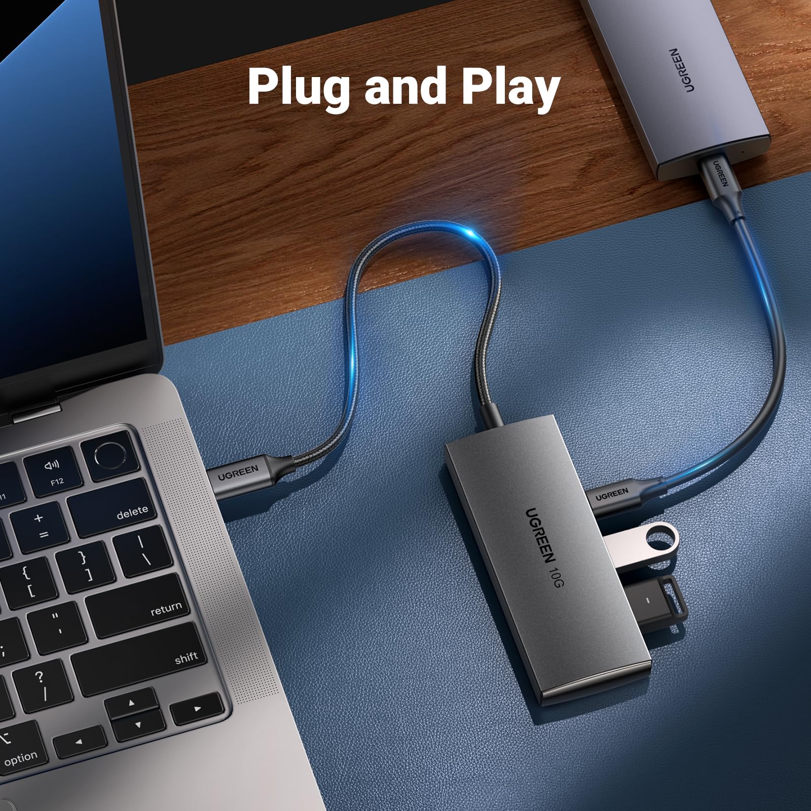 UGREEN USB C Hub 10Gbps, 4 Ports USB 3.2 HUB with 2 USB-C 3.2 and 2 USB-A 3.2, USB Port Extender for MacBook Pro, MacBook Air, Acer Aspire, HP Laptops, iPad Pro, iPhone 15/15 Pro Max and More