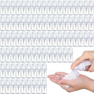 100 pieces foam pump bottle 1oz/30ml travel plastic empty pump bottle mini lash shampoo bottles clear dispenser portable instant soap foaming bottles for hand lotion shampoo