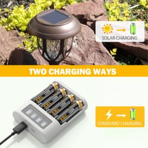 EBL AA Rechargeable Batteries for Solar Lights, 1300mAh NIMH Pre-Charged Double A Battery 1.2V Long Lasting Performance for Outdoor Garden Landscaping String Lights, Pack of 12