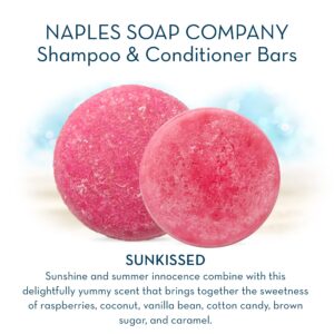 Naples Soap Company Solid Shampoo & Conditioner Bar Set – Free of Parabens, Pthalates – Handmade, pH Balanced, Hydrating Haircare, Safe & Effective for All Hair Types – Lasts 50-75 Uses, Sunkissed