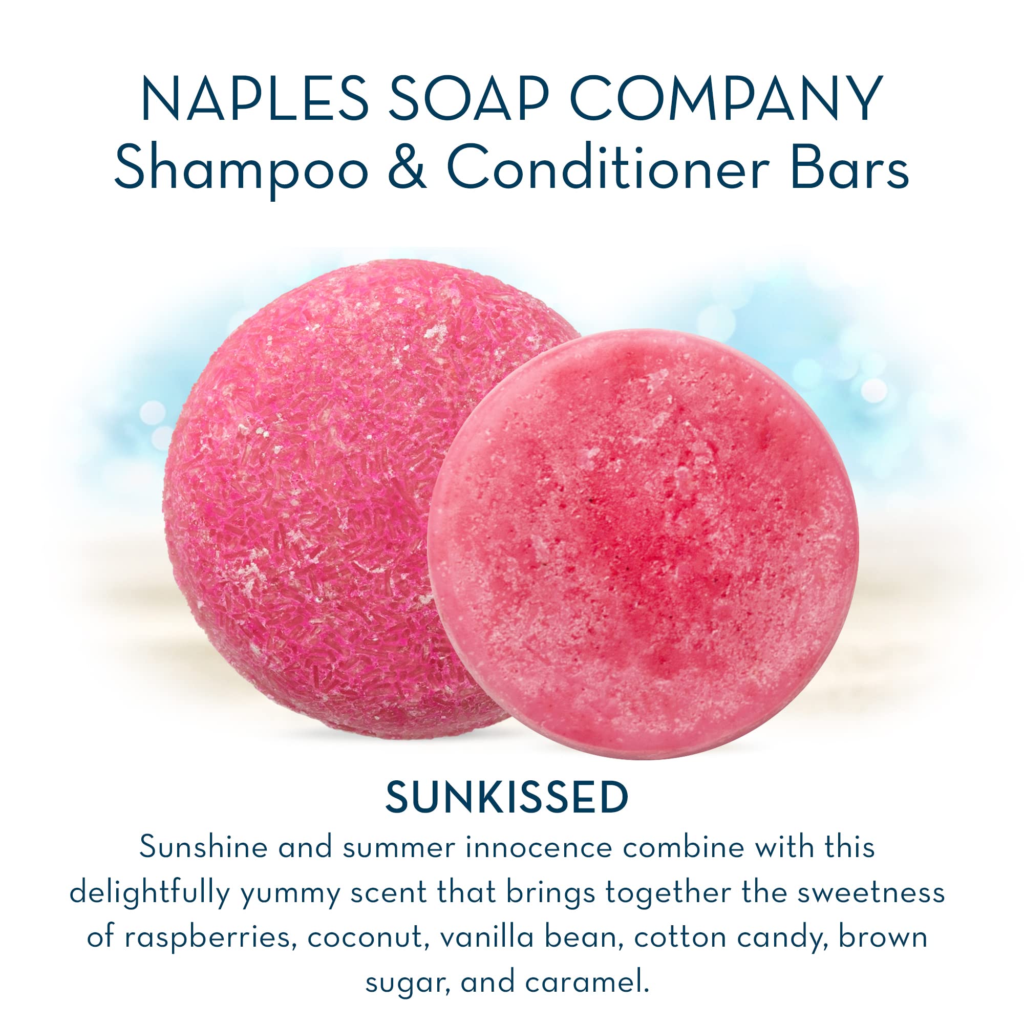 Naples Soap Company Solid Shampoo & Conditioner Bar Set – Free of Parabens, Pthalates – Handmade, pH Balanced, Hydrating Haircare, Safe & Effective for All Hair Types – Lasts 50-75 Uses, Sunkissed