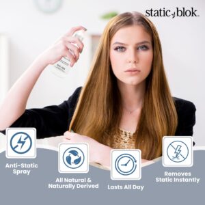 Static Blok Anti-Static Spray for Hair - Instantly Eliminate Static Cling, Shocks, Flyaways- Long-Lasting All-Day Freshness - works on Natural and Synthetic Wigs - 8oz