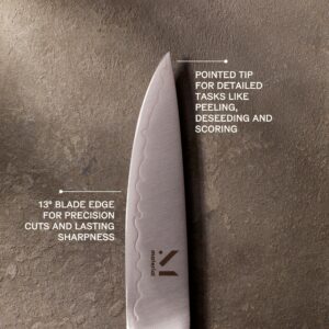 Material, The Almost 4 Inch Paring Knife, Razor-Sharp Paring Knives for Peeling, De-seeding, Slicing, Dicing, Japanese Paring Knife made from Carbon Stainless Steel, Cool Neutral