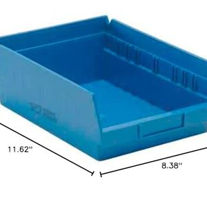 MDMprint Shelf Storage Bin, Blue, Polypropylene, 11 5/8 in L x 8 3/8 in W x 4 in H, 50 lb Load Capacity