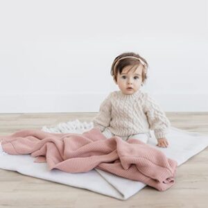 Natemia Knitted Baby Receiving Blanket, Ultra Soft Organic Cotton 30”x 40” Stroller and Nap Time Toddler Blanket