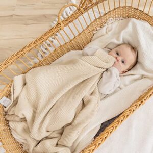 Natemia Knitted Baby Receiving Blanket, Ultra Soft Organic Cotton 30”x 40” Stroller and Nap Time Toddler Blanket