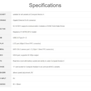 Mini Base Board (C) for Raspberry Pi Compute Module 4 (CM4), 40PIN LCD Connector, Gigabit Ethernet RJ45 Interface