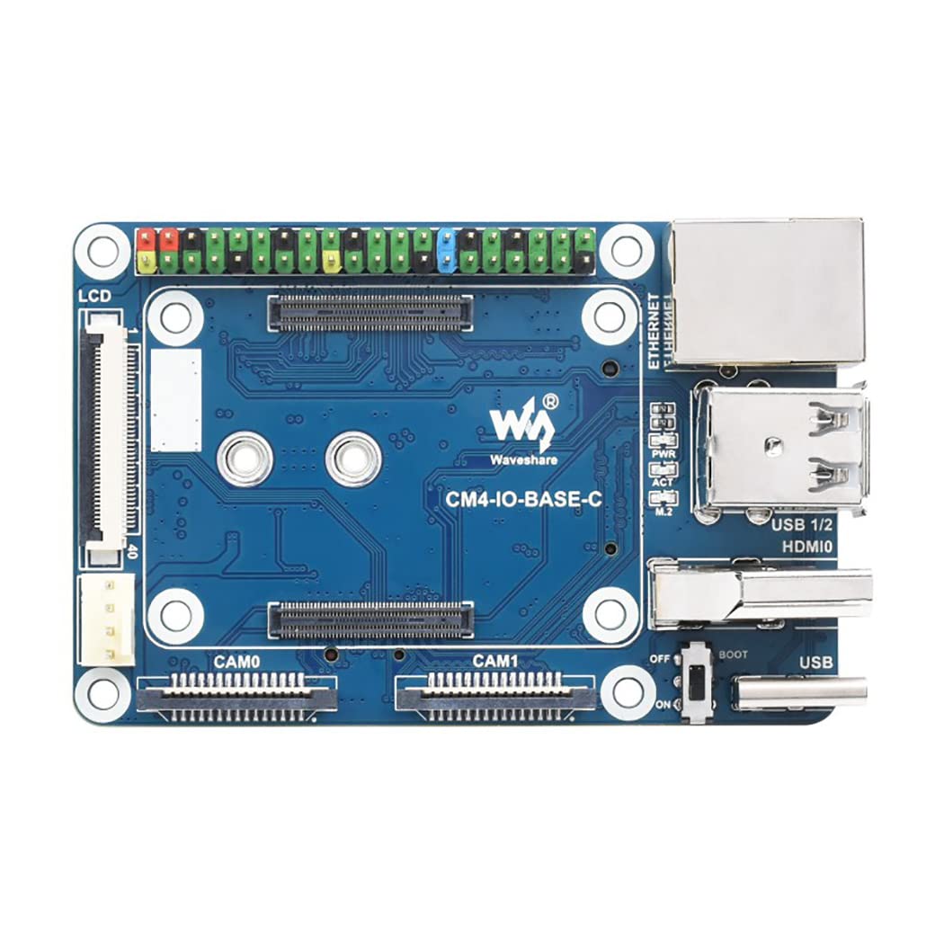 Mini Base Board (C) for Raspberry Pi Compute Module 4 (CM4), 40PIN LCD Connector, Gigabit Ethernet RJ45 Interface