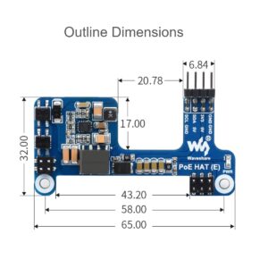 waveshare POE Hat for Raspberry Pi 4 B 3 B+,Mini Power Over Ethernet Hat (E) Expansion Board for Raspberry Pi,IEEE 802.3af-Compliant,Compatible with The Raspberry Pi Official Case