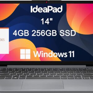 Lenovo Ideapad 1i Laptop (14" Anti-Glare Display, Intel Dual Core Processor, 4GB RAM, 256GB SSD), 1 Year Office 365, Student & Home, 720P Webcam w/Privacy Shutter, Wi-Fi 6, Win 11 Home in S, Grey