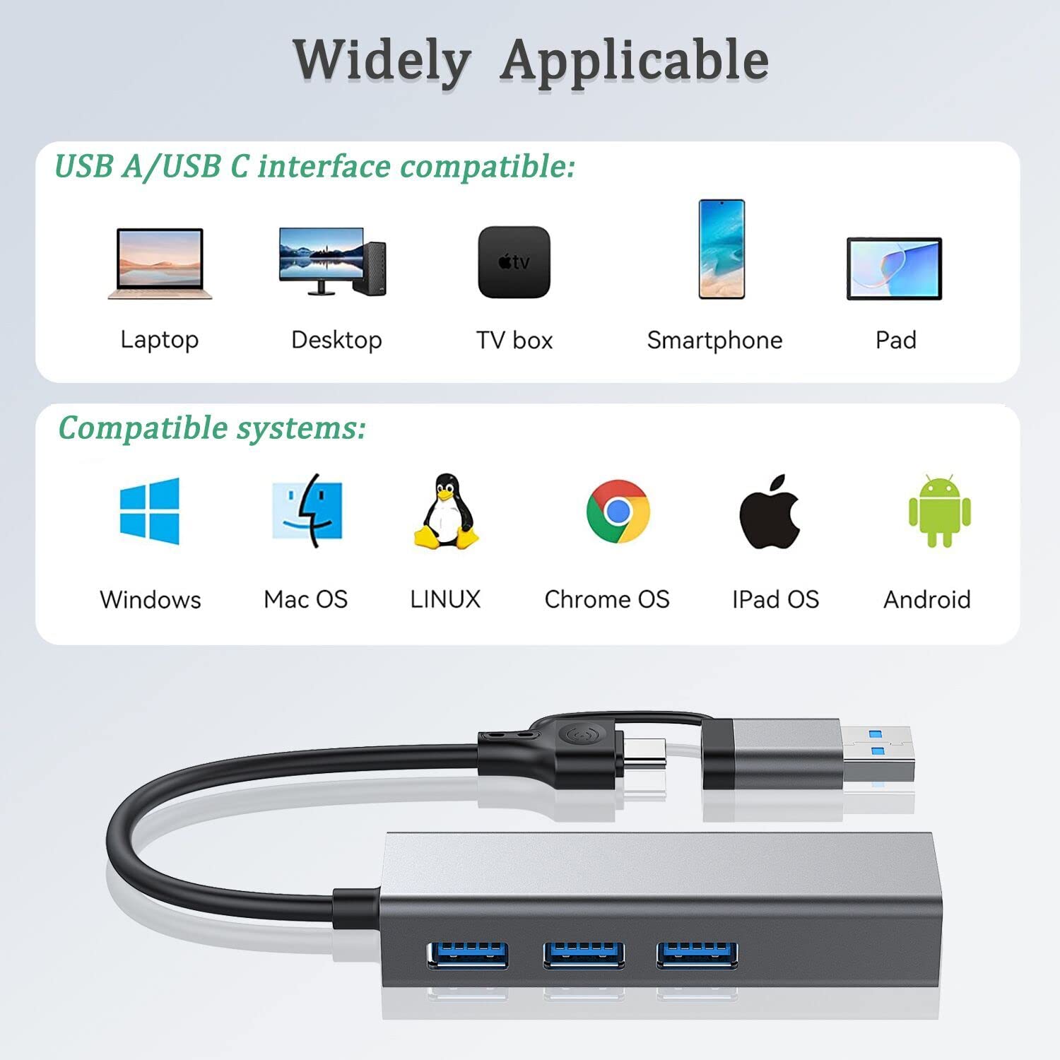 USB to Ethernet Adapter, VIENON USB 3.0 Hub with 1 Gigabit RJ45 Ethernet Port Network USB Network Adapter with USB C Adapter for Laptop