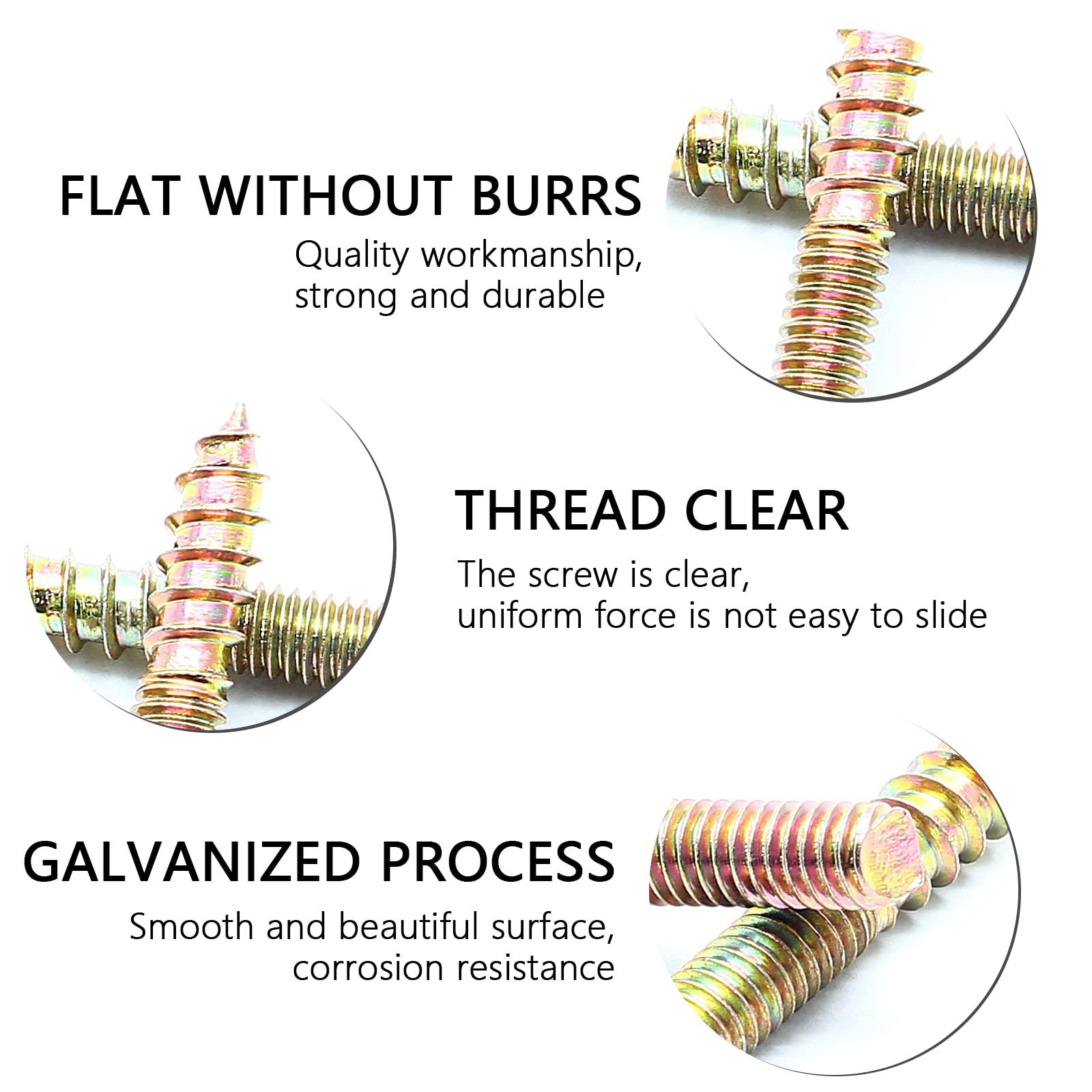 Zorveiio M4 Hanger Bolts, Length 1"(25mm) Double Headed Bolts Self-Tapping Screw for Furniture