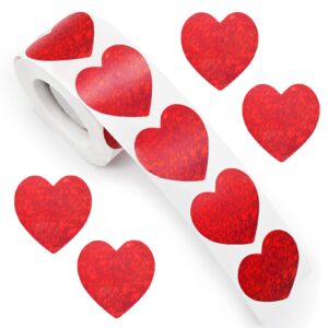 500 pieces 1.5 inch valentine's day stickers roll - red heart stickers self-adhesive love decorative seal labels for valentines day or wedding decorations accessories party favor supplies (style a)