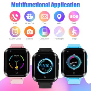 Kids Smart Watch with GPS Tracker Phone Watch w Video Chat 3-Way Calling Child GPS Watches 4G Smart Watch with SIM Slot (Black)