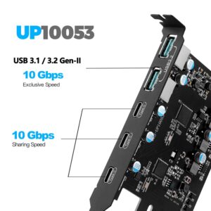 YEELIYA PCIe USB 3.2/3.1 Gen 2 Card (3X USB Type C-2x USB Type-A) PCIe Expansion Card Internal USB3 Hub for Desktop PC Support Windows 10/8/7 and Mac OS