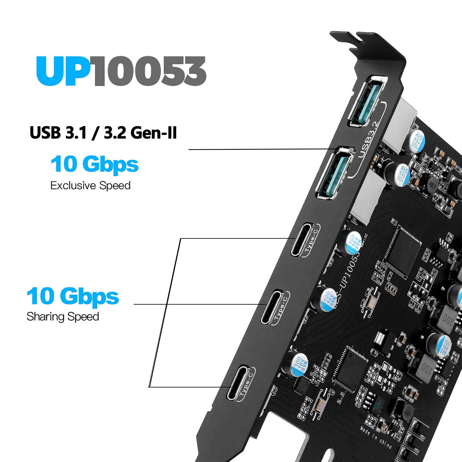 YEELIYA PCIe USB 3.2/3.1 Gen 2 Card (3X USB Type C-2x USB Type-A) PCIe Expansion Card Internal USB3 Hub for Desktop PC Support Windows 10/8/7 and Mac OS