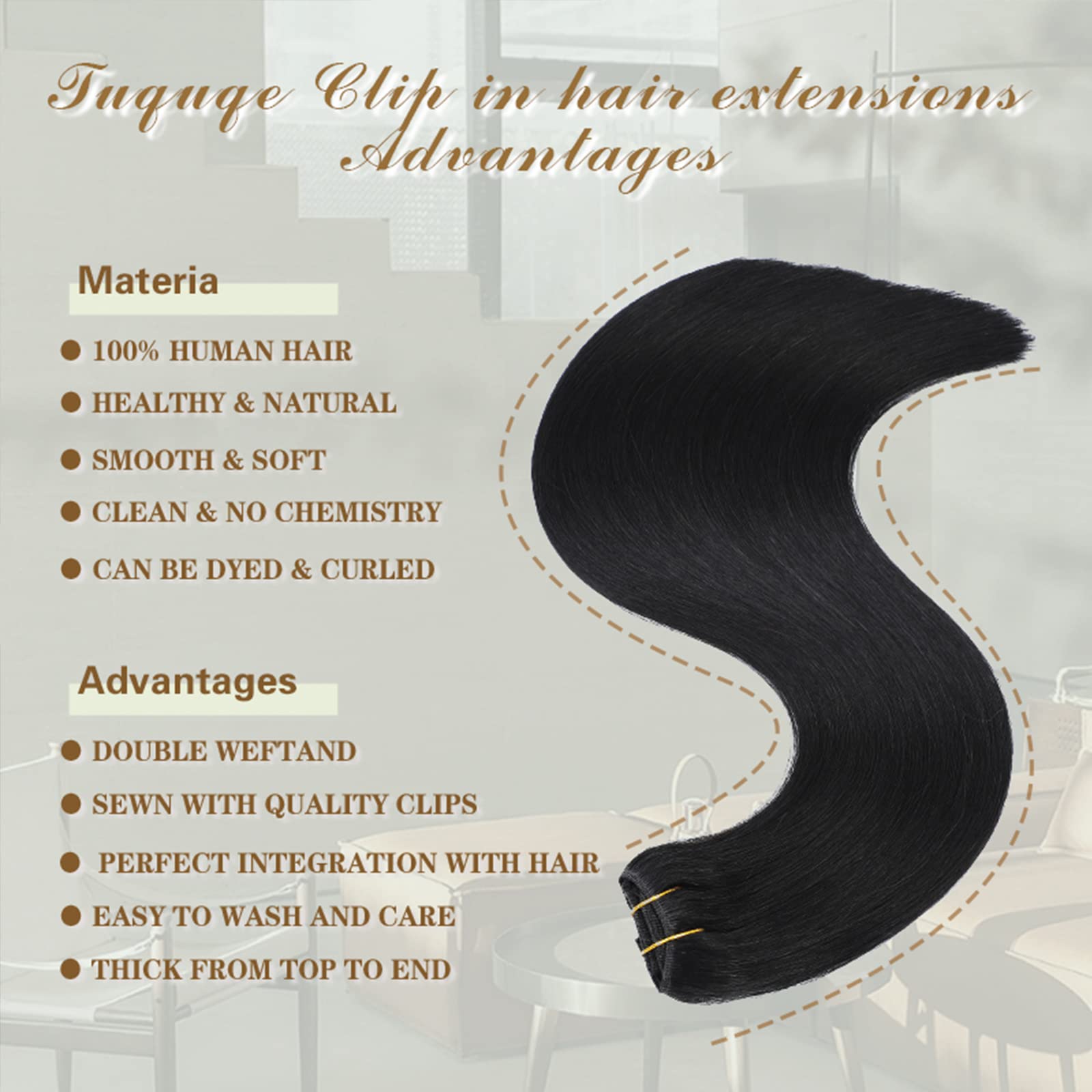 Tuquqe Clip in Hair Extensions Real Human Hair 120g Hair Extensions 7Pc Clip in Human Hair 18 Inch Hair Extensions Real Human Hair Clip in Seamless Clip in Hair Extensions Human Hair for Black women