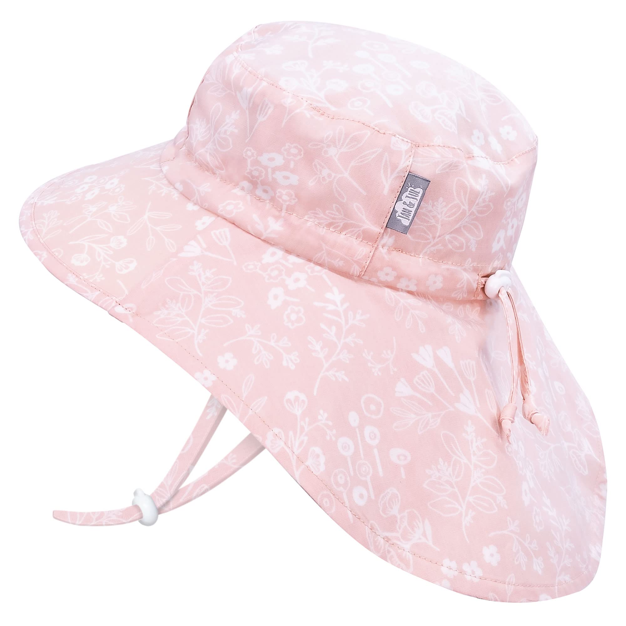 JAN & JUL Grow-with-Me Adjustable Wide Brim Baby Girl Sun-Hat for Toddler (M: 6-24 Months, Prairie Flowers)