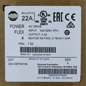 22A-D2P3N104 PowerFlex 4 AC Drive 0.75Kw 1HP VFD 22A-D2P3N104 Sealed in Box 1 Year Warranty Fast